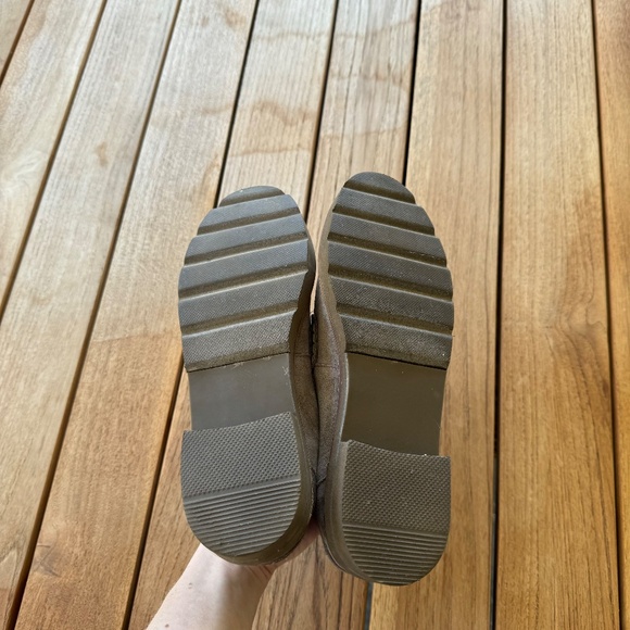 Taupe Suede Anne Klein Everly Penny Loafers - Picture 5 of 9